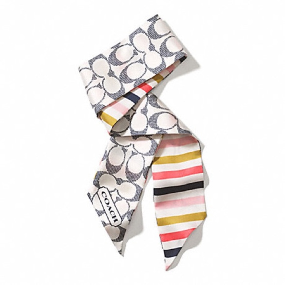 🆕Coach HADLEY SUNBLEACHED SIG STRIPE PONYScarf